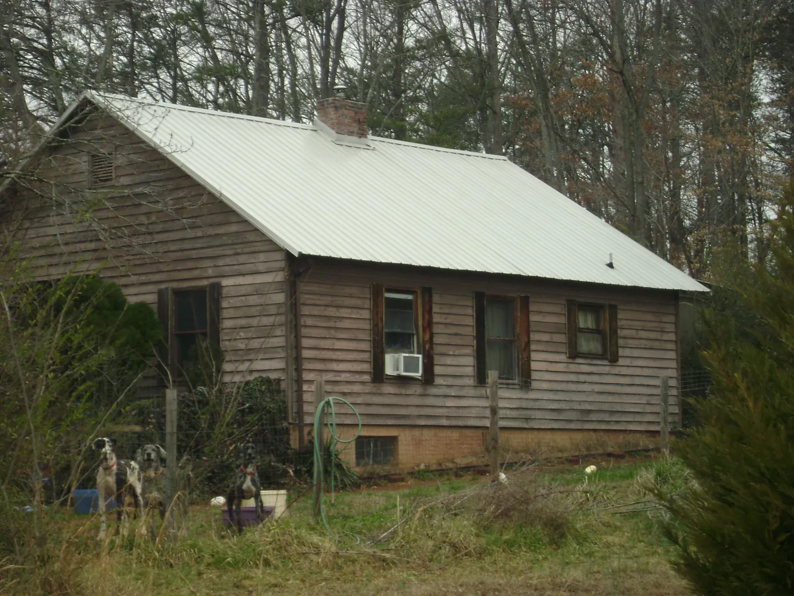 White metal roof on an old wood sided farmhouse, from a Asphalt Shingle Roof Repair job in Coal City